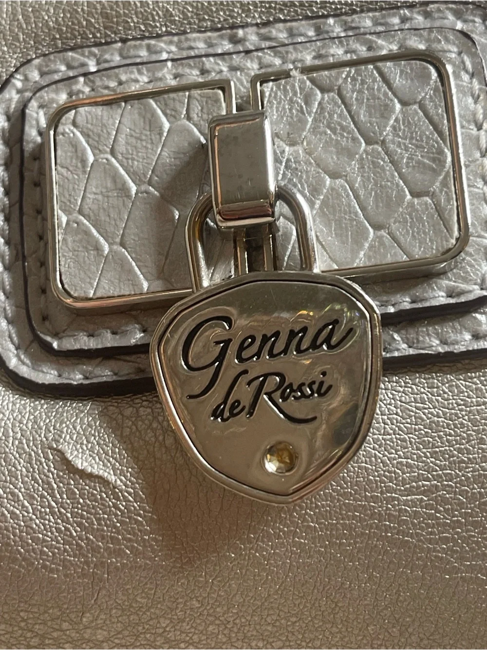 Genna De Rossi Metallic Silver Y2K Shoulder Bag Hobo Satchel Charm Tassel